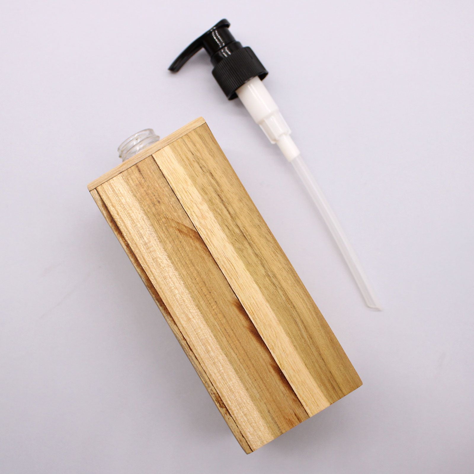 Dispensador de Jabón de Madera de Teca Natural Cuadrado