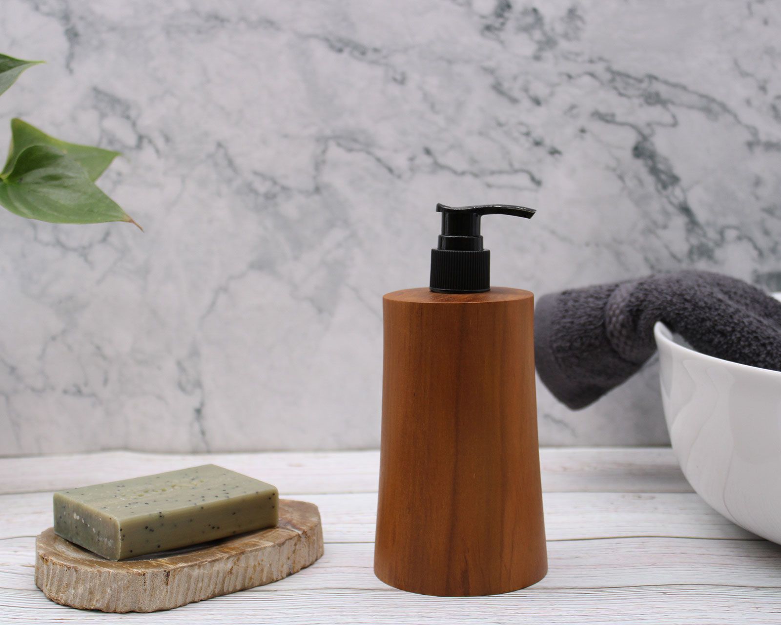 Dispensador de jabón de madera de teca natural - Taper