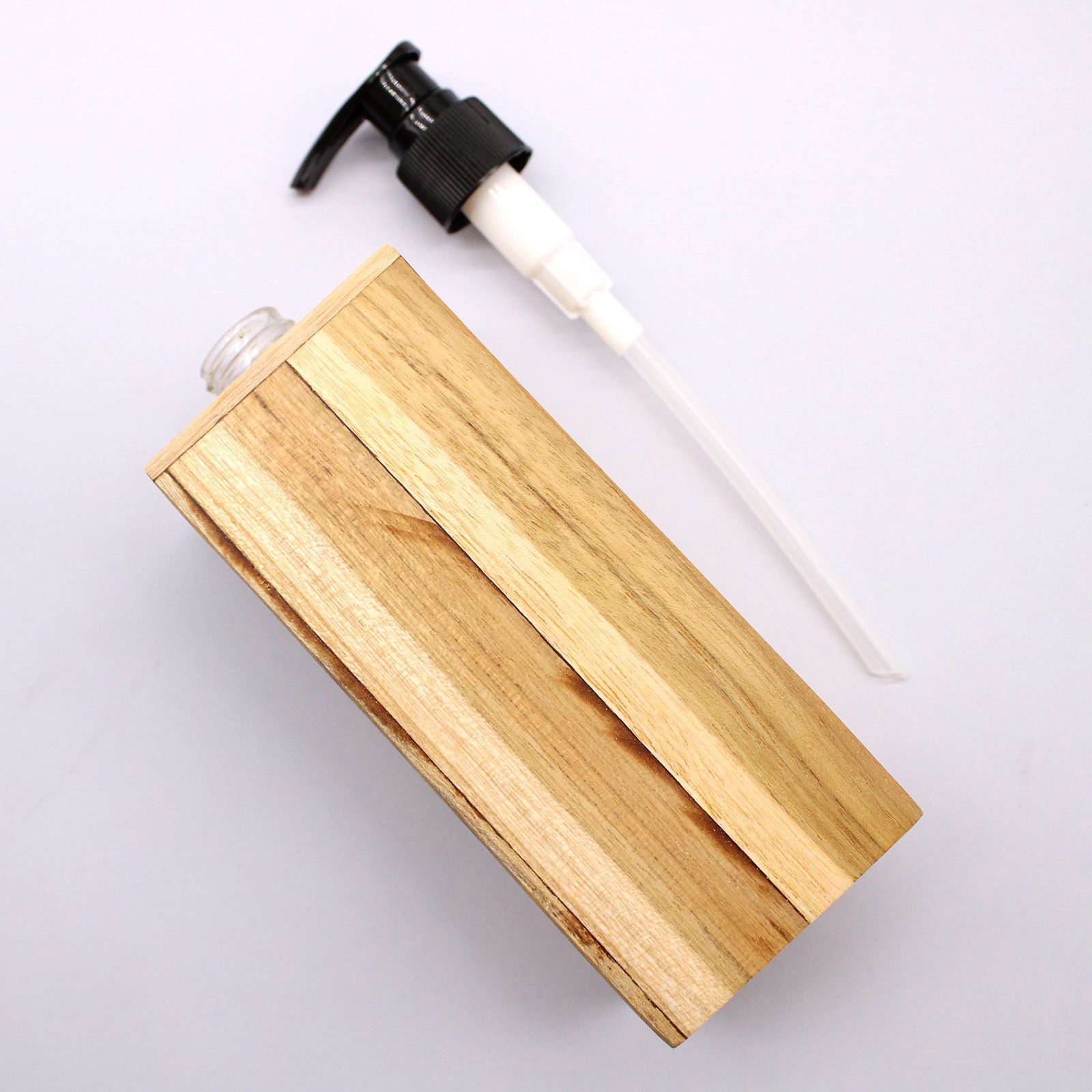 Dispensador de Jabón de Madera de Teca Natural Cuadrado