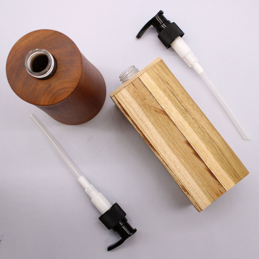 Dispensador de Jabón de Madera de Teca Natural Cuadrado