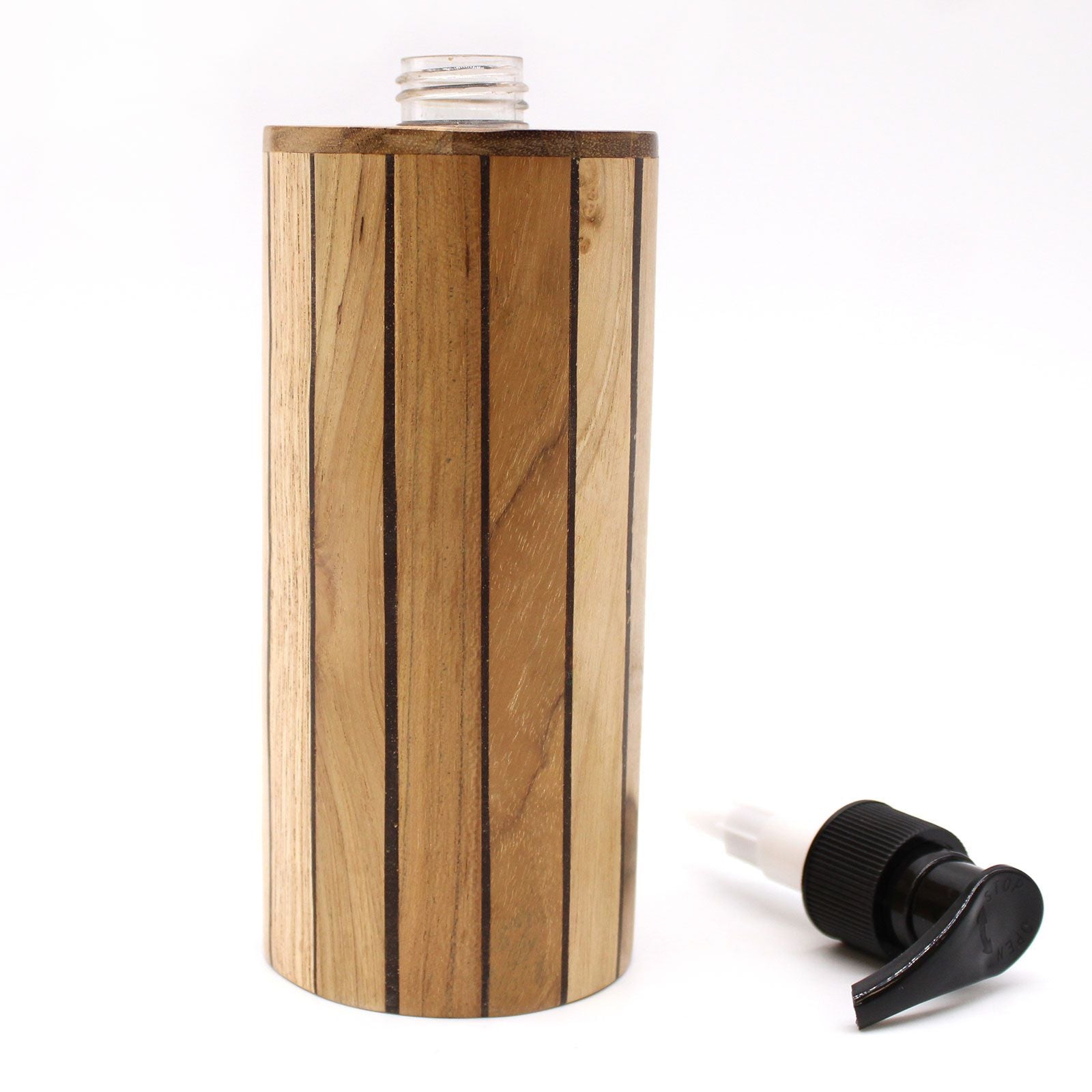 Dispensador de Jabón de Madera de Teca Natural Redondo