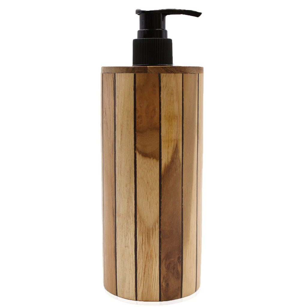 Dispensador de Jabón de Madera de Teca Natural Redondo