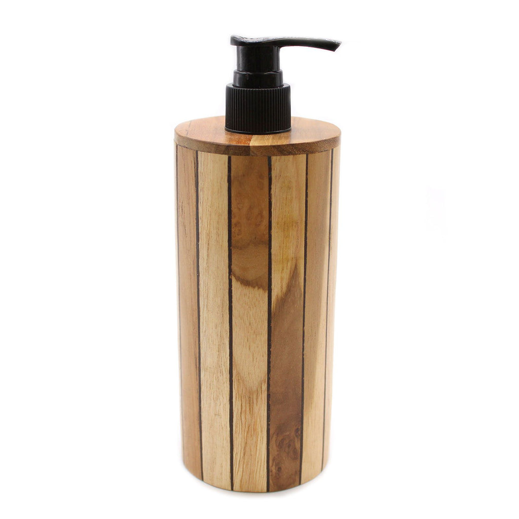 Dispensador de Jabón de Madera de Teca Natural Redondo