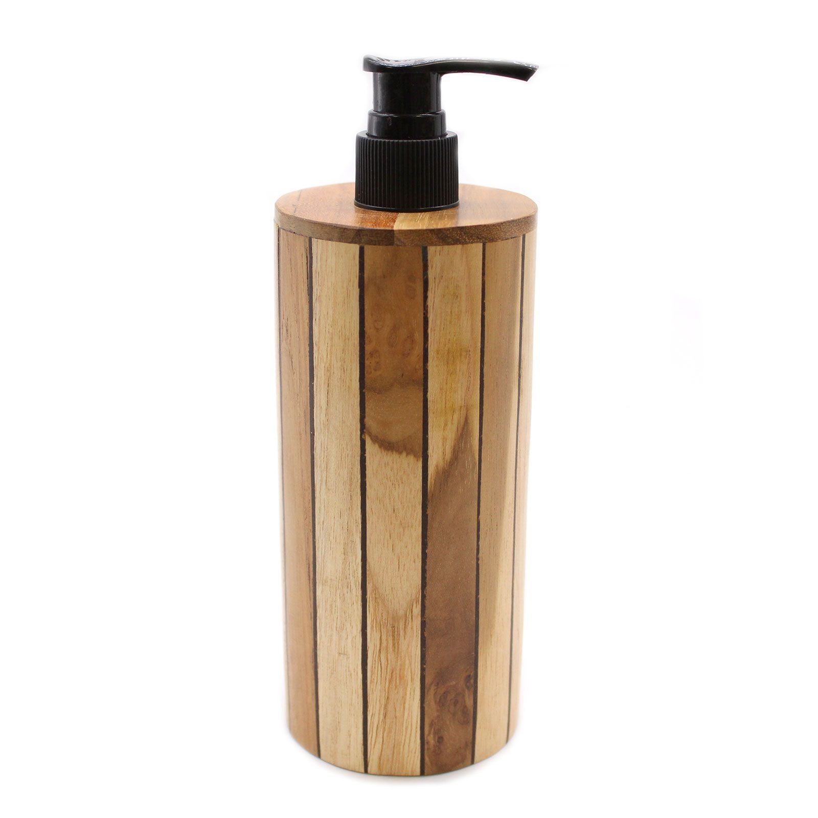 Dispensador de Jabón de Madera de Teca Natural Redondo