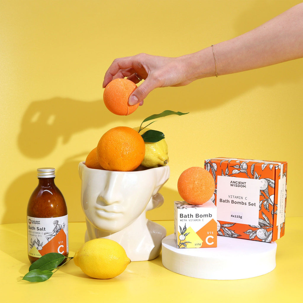 Set de 4 Bombas de Baño con Vitamina C Aromaterapia