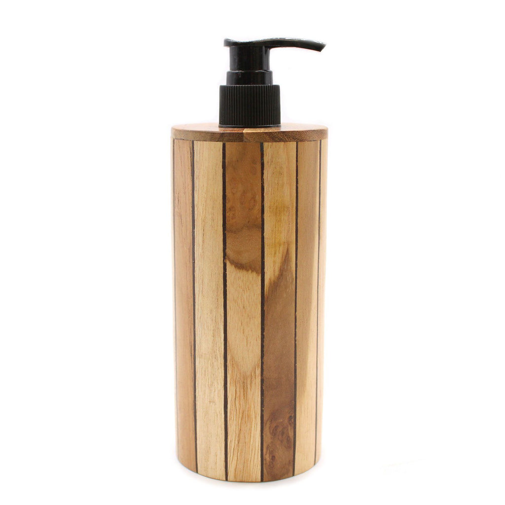 Dispensador de Jabón de Madera de Teca Natural Redondo