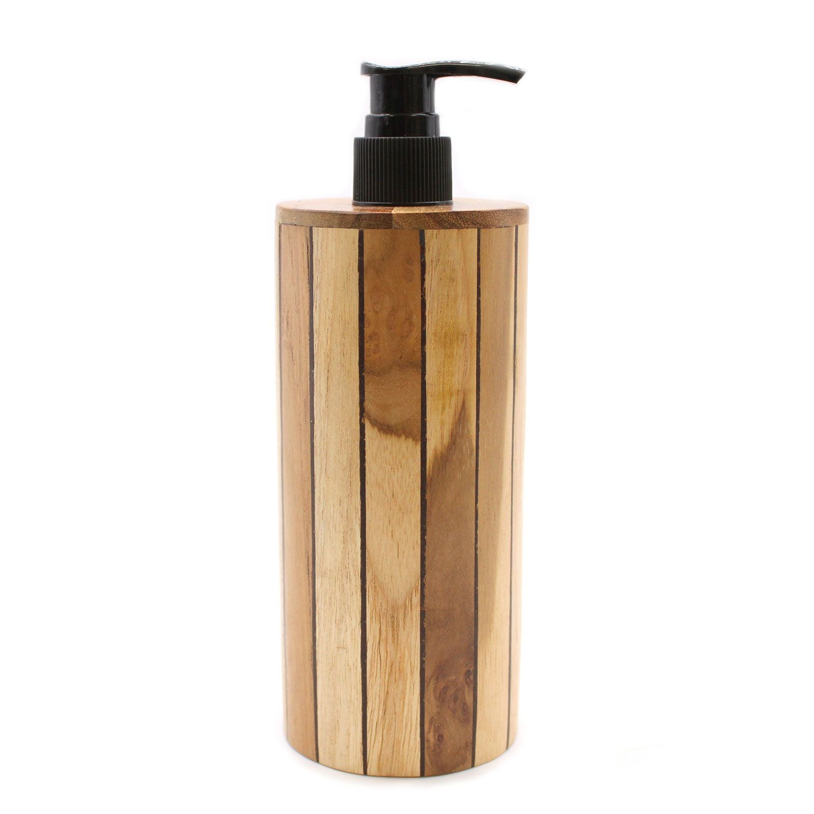 Dispensador de Jabón de Madera de Teca Natural Redondo