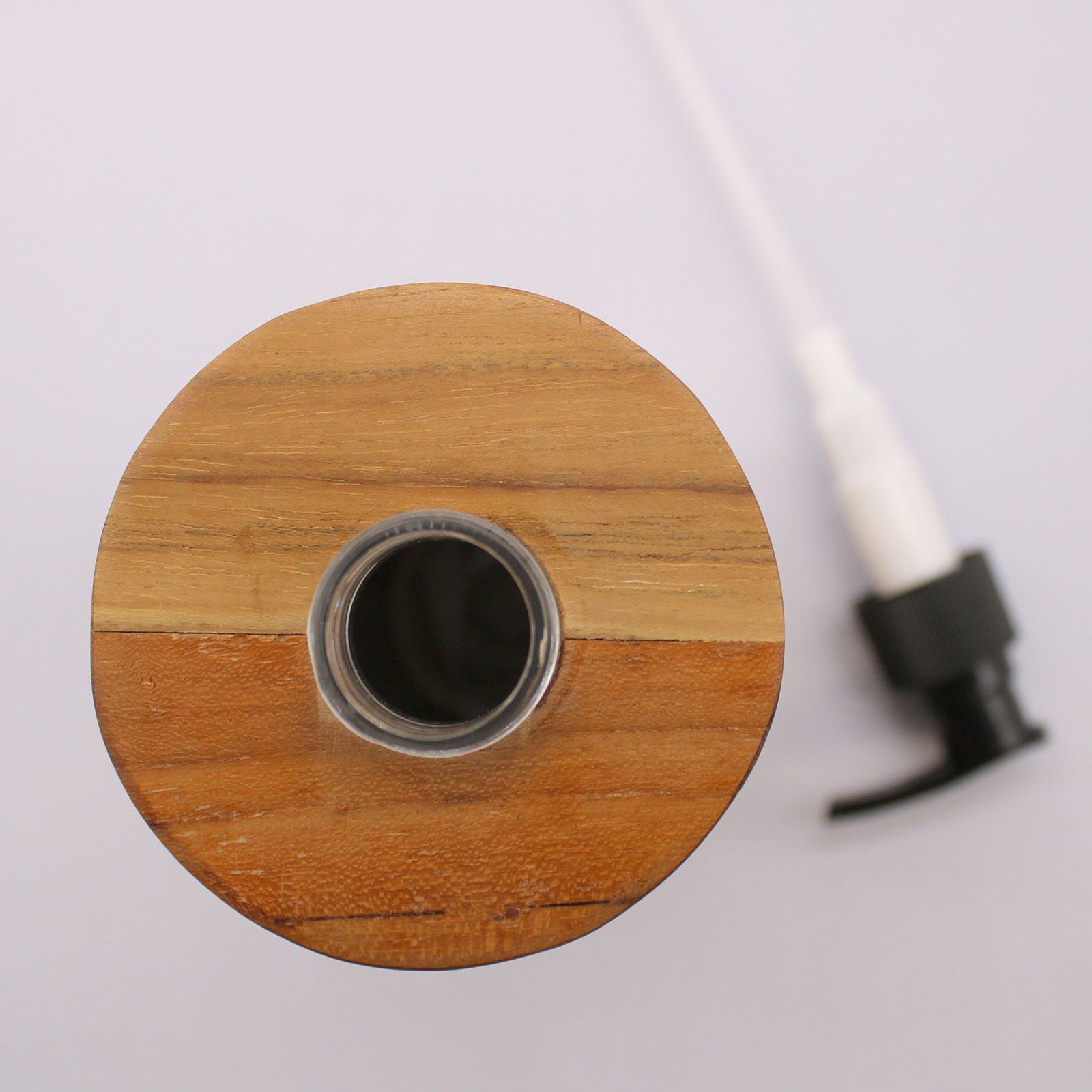 Dispensador de Jabón de Madera de Teca Natural Redondo