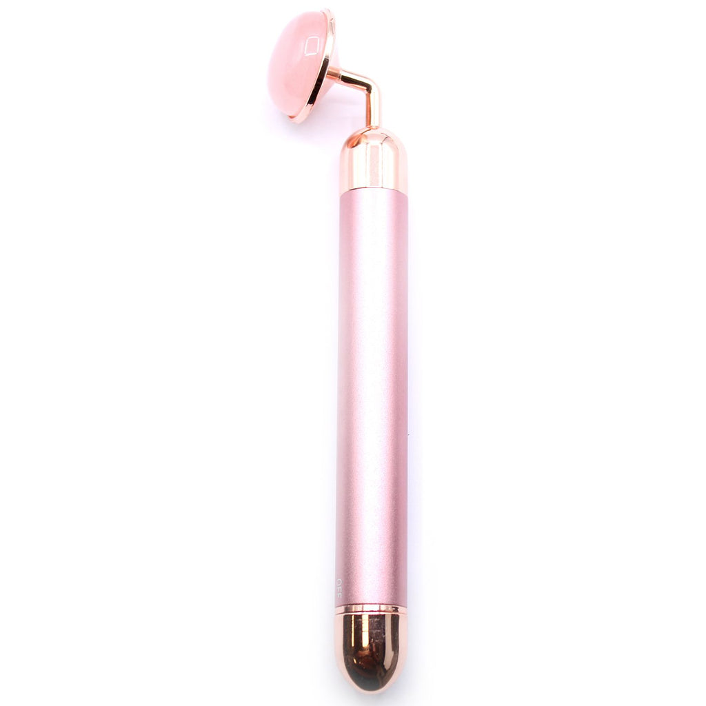 Rodillo Facial de Cuarzo Rosa con Vibración