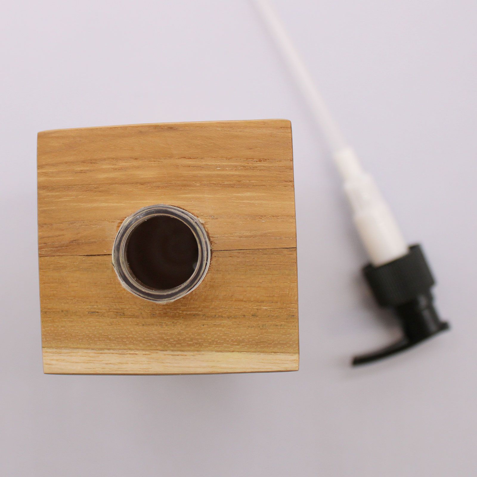 Dispensador de Jabón de Madera de Teca Natural Cuadrado